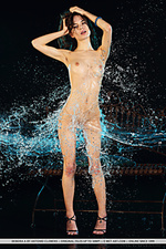 Debora a debora a flaunts her wet, tight body in the studio.